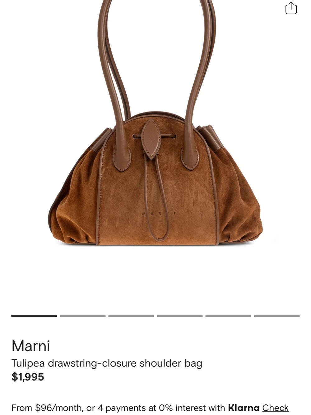 Marni Tulipea Brown Suede Drawstring Shoulder Bag - Picture 7 of 7